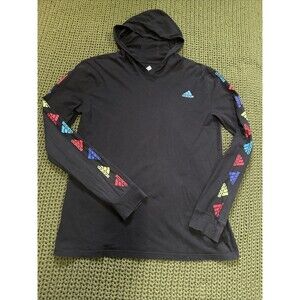 ADIDAS Logo Big Boys Cotton Jersey Meltdown Long Sleeved Hooded T-shirt XL 18/20